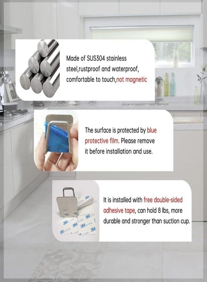 MATSON 2pcs Sponge Holder Self Adhesive Sponge Holder for Kitchen Sink Caddy Stainless Steel Rust Proof Waterproof Quick Drying (A-Silver) - Image 3